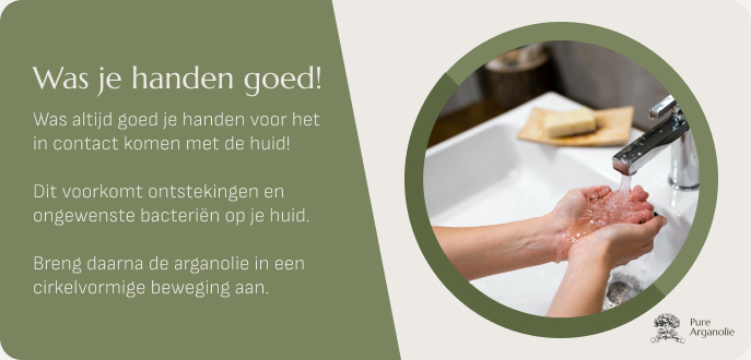 Handen wassen voor arganolie aanbrengen